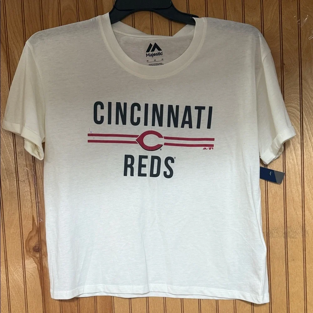 Majestic Cincinnati Reds Cream T-Shirt new with tag - Picture 1 of 2